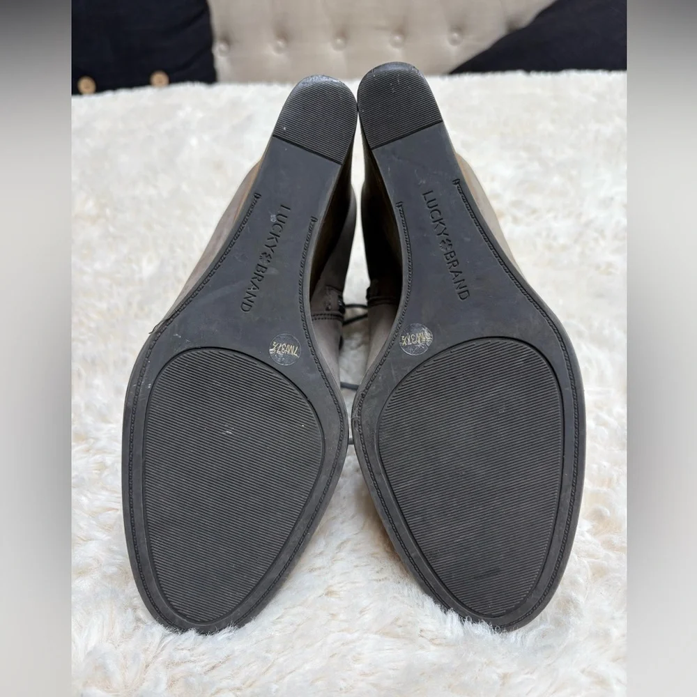 Lucky Brand Gray Suede Wedge Booties